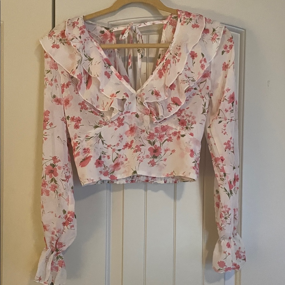 Etro Pink Floral Ruffle Blouse